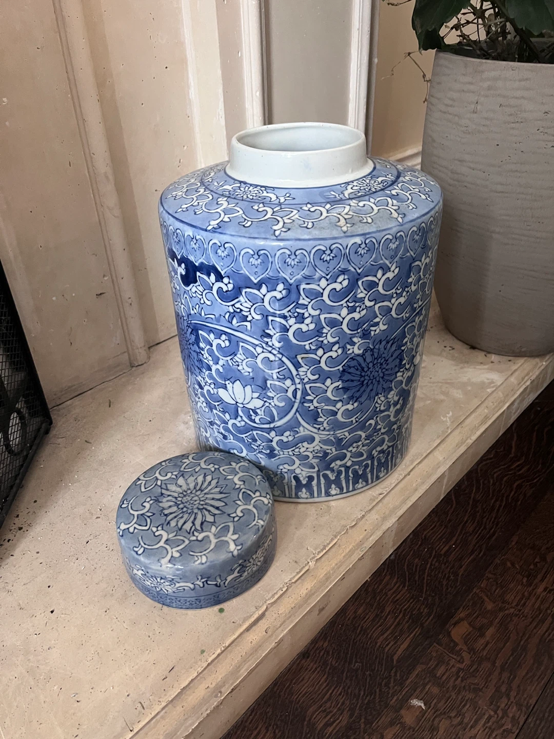 Blue and White Ceramic Jar