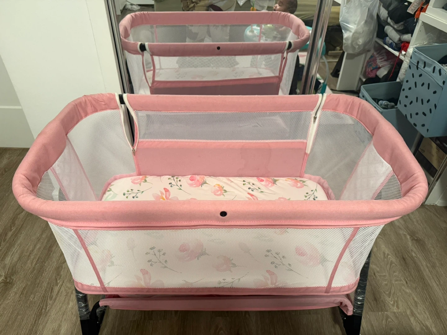 Pink Floral Baby Bassinet