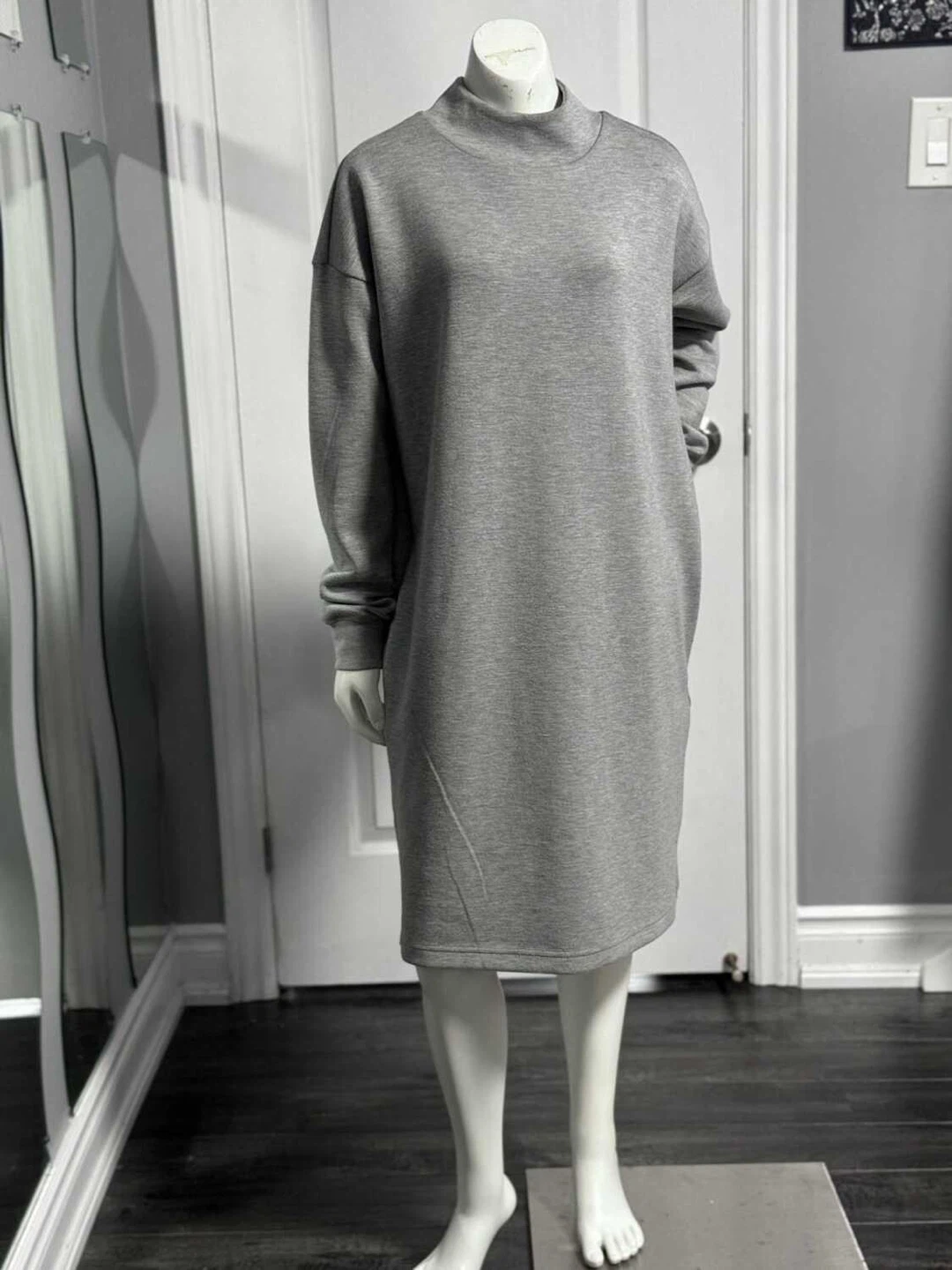 Joe Fresh Grey Mock Neck Sweatshirt Dress (Small/Medium Fit)