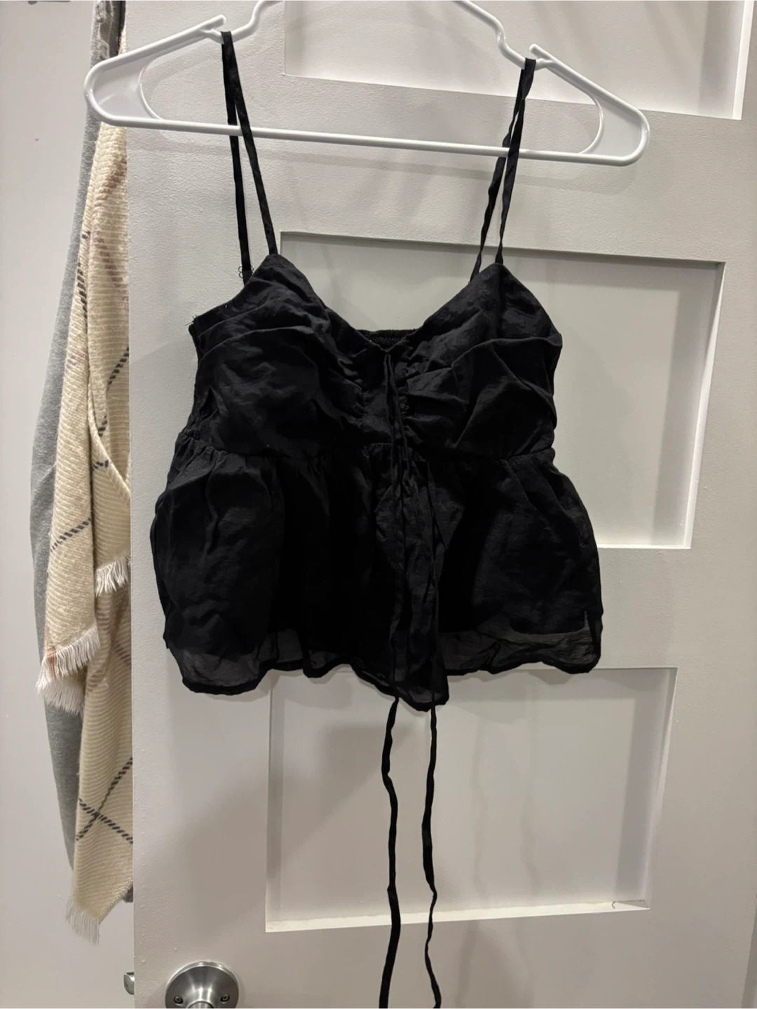 Black Cami Top with Tie Detail