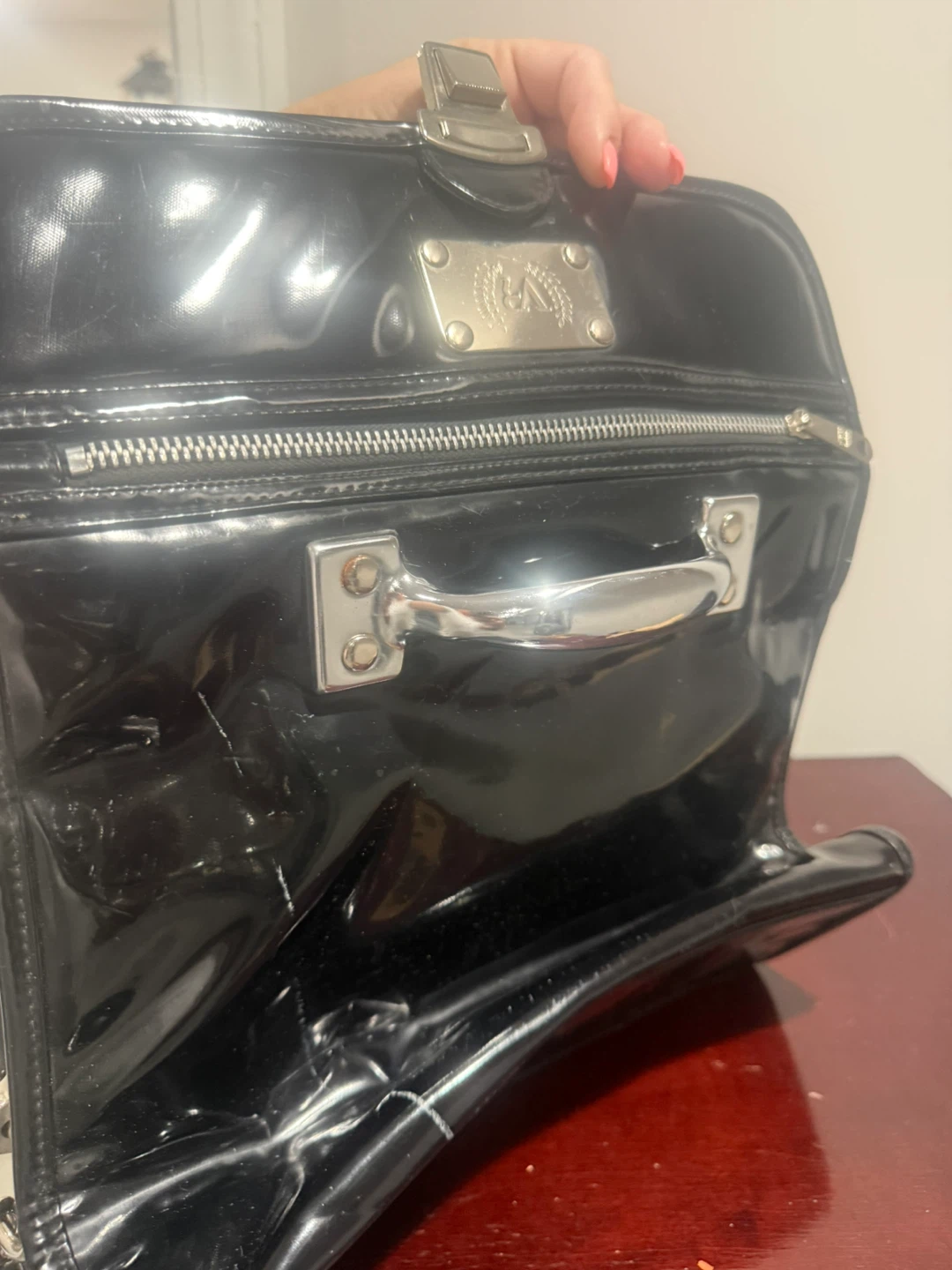 Black Patent Leather Briefcase/Handbag - photo 3