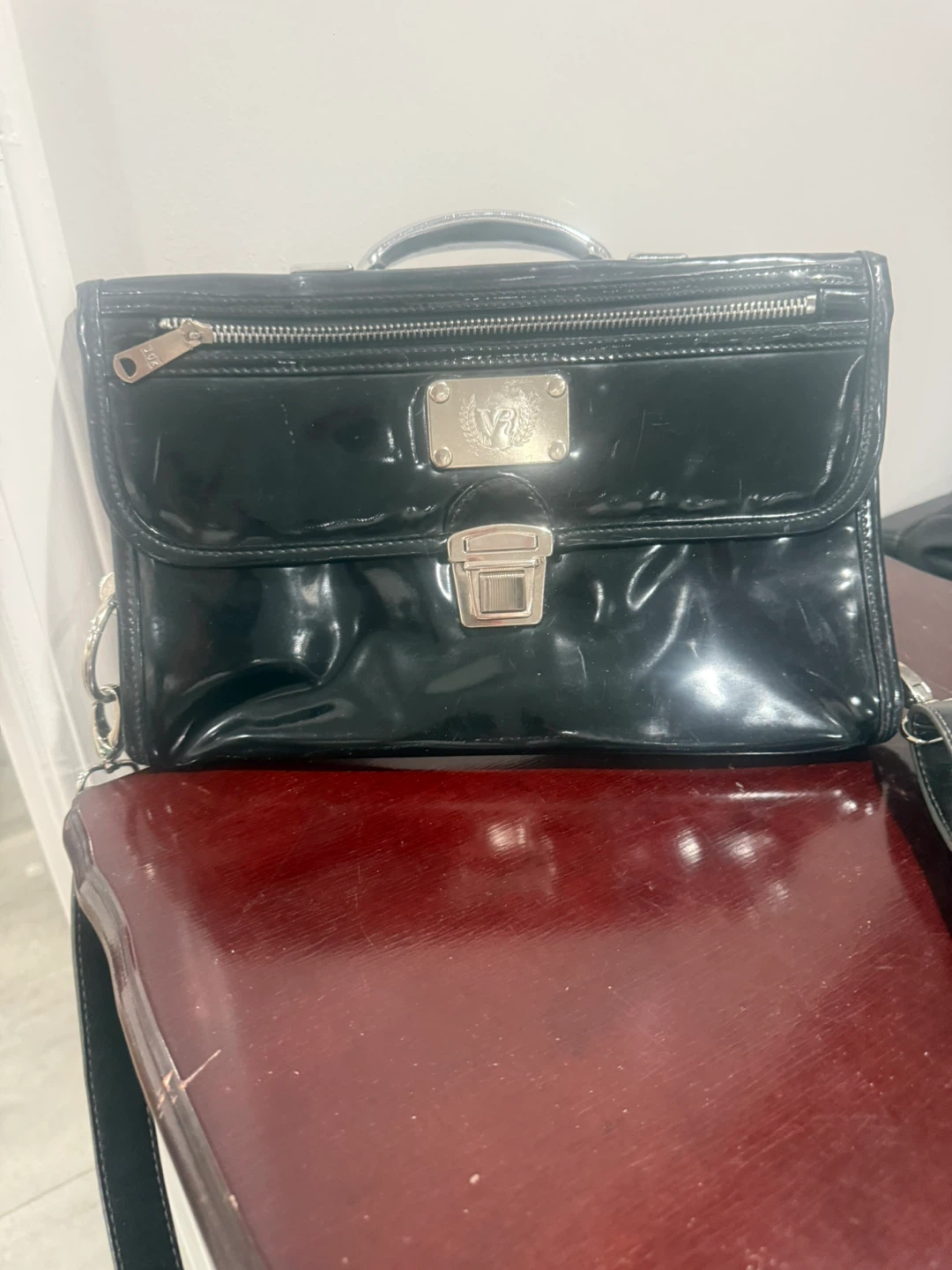 Black Patent Leather Briefcase/Handbag