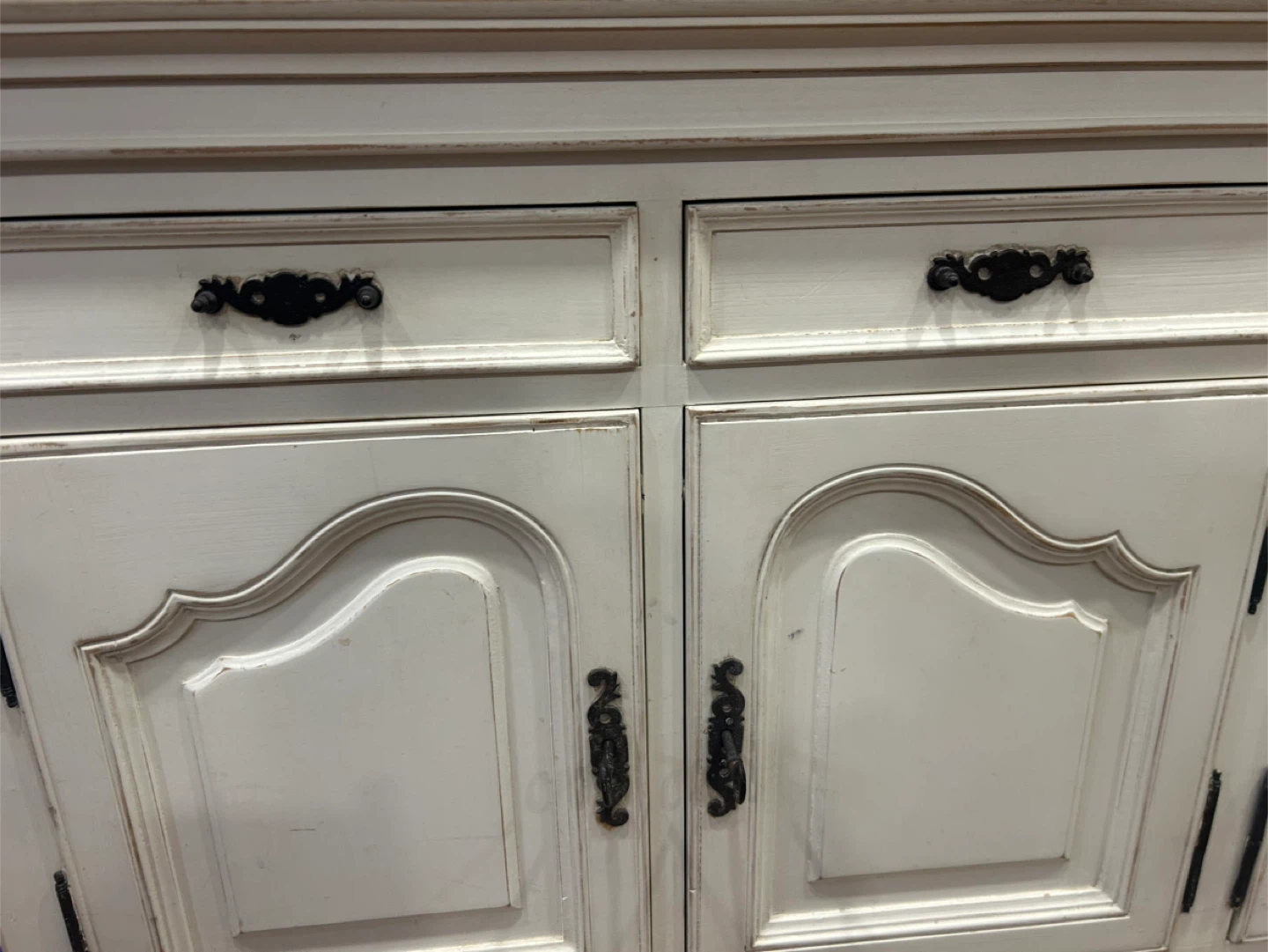 Vintage White Sideboard Cabinet with Drawers and Doors - photo 2