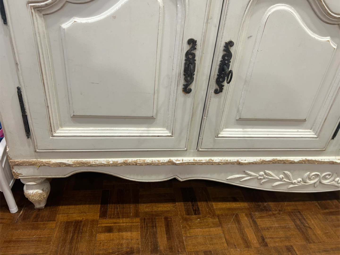Vintage White Sideboard Cabinet with Drawers and Doors - photo 3