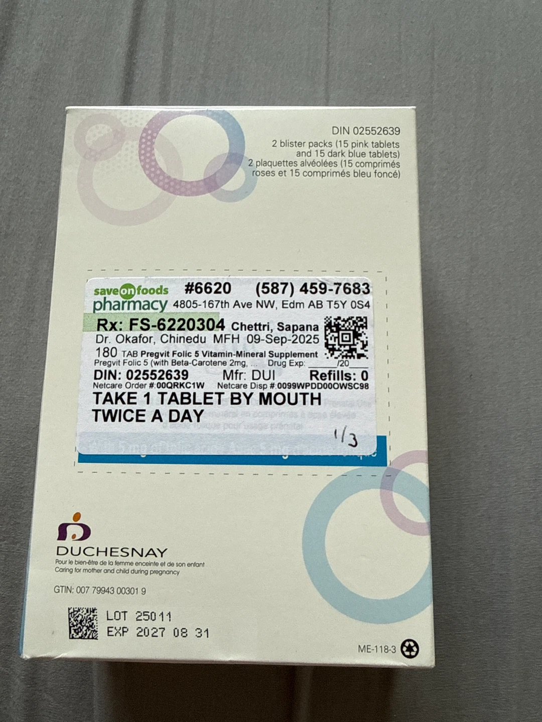 Duchesnay Pregvit Folic 5 Vitamin-Mineral Supplement