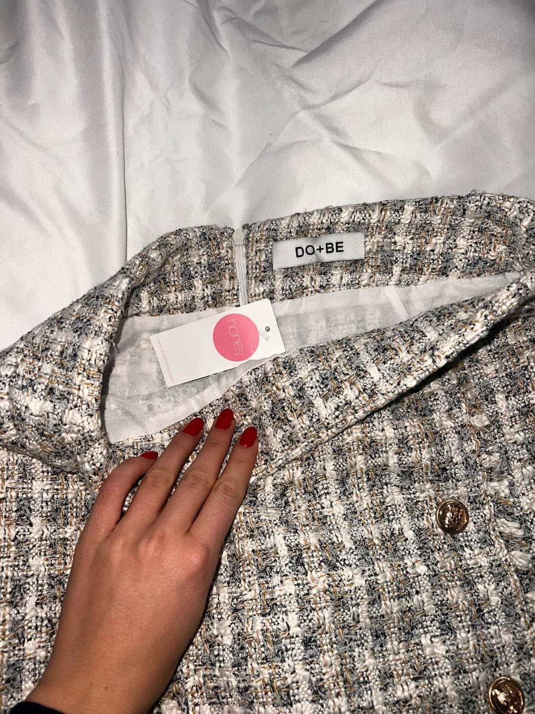 DO+BE Tweed Mini Skirt with Gold Buttons - photo 2