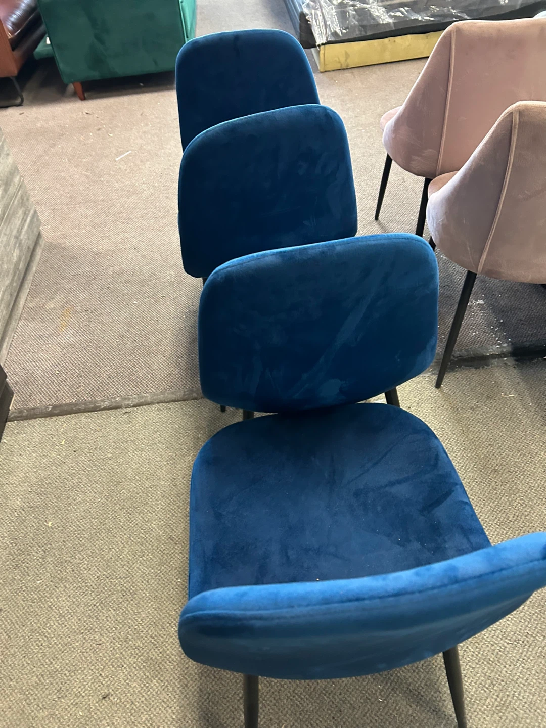 Blue Velvet Accent Chairs (Set of 4)