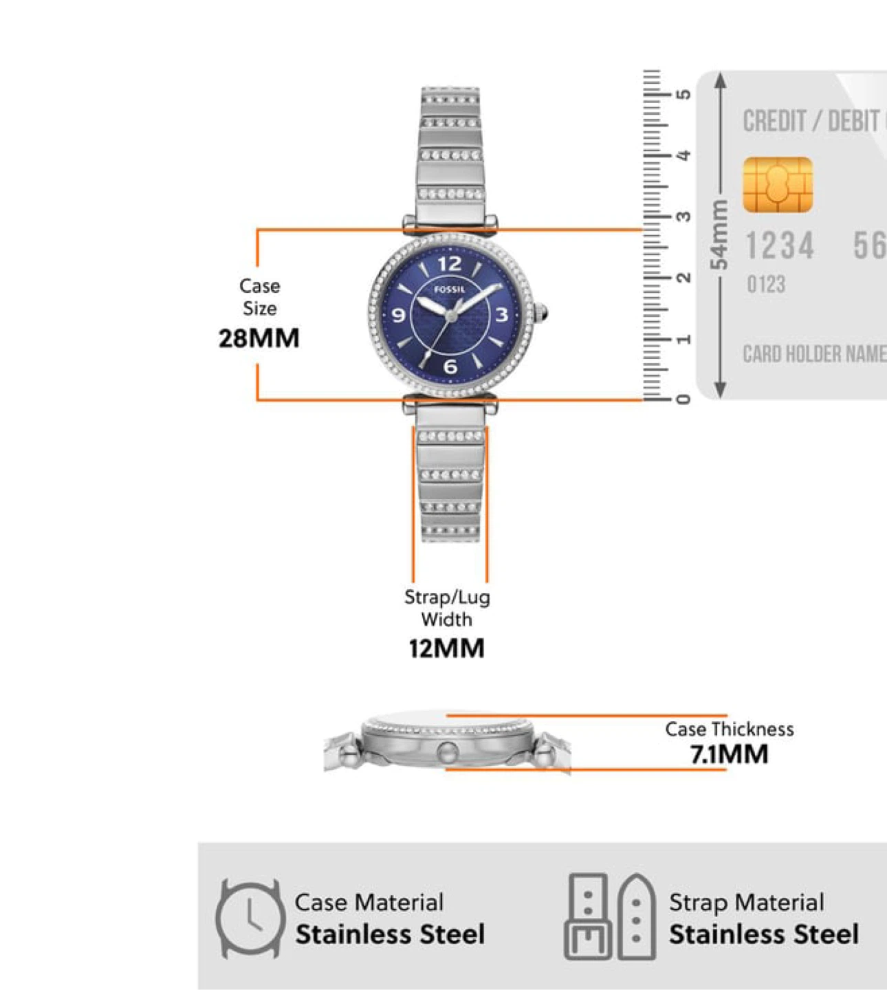 Fossil Blue Dial Stainless Steel Women's Watch - photo 4