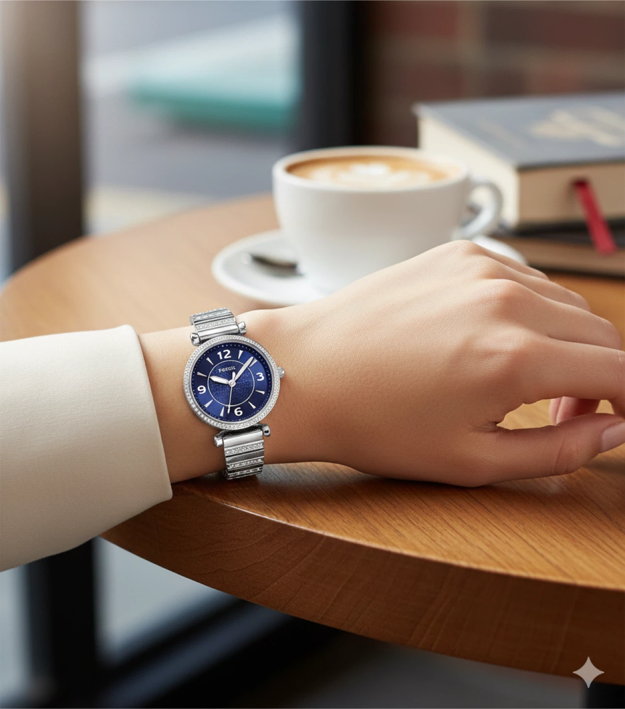 Fossil Blue Dial Stainless Steel Women's Watch