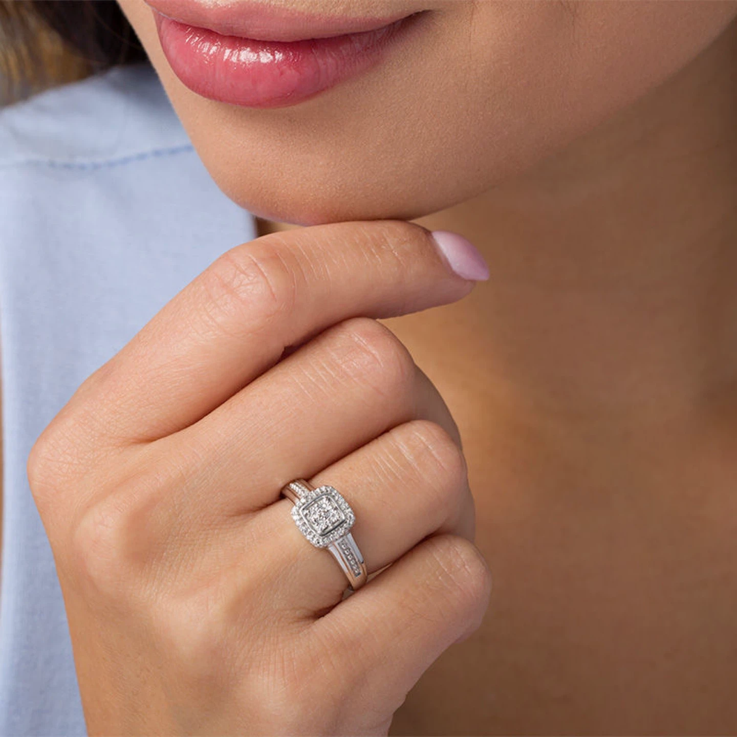 Diamond Accent Square Cluster Ring