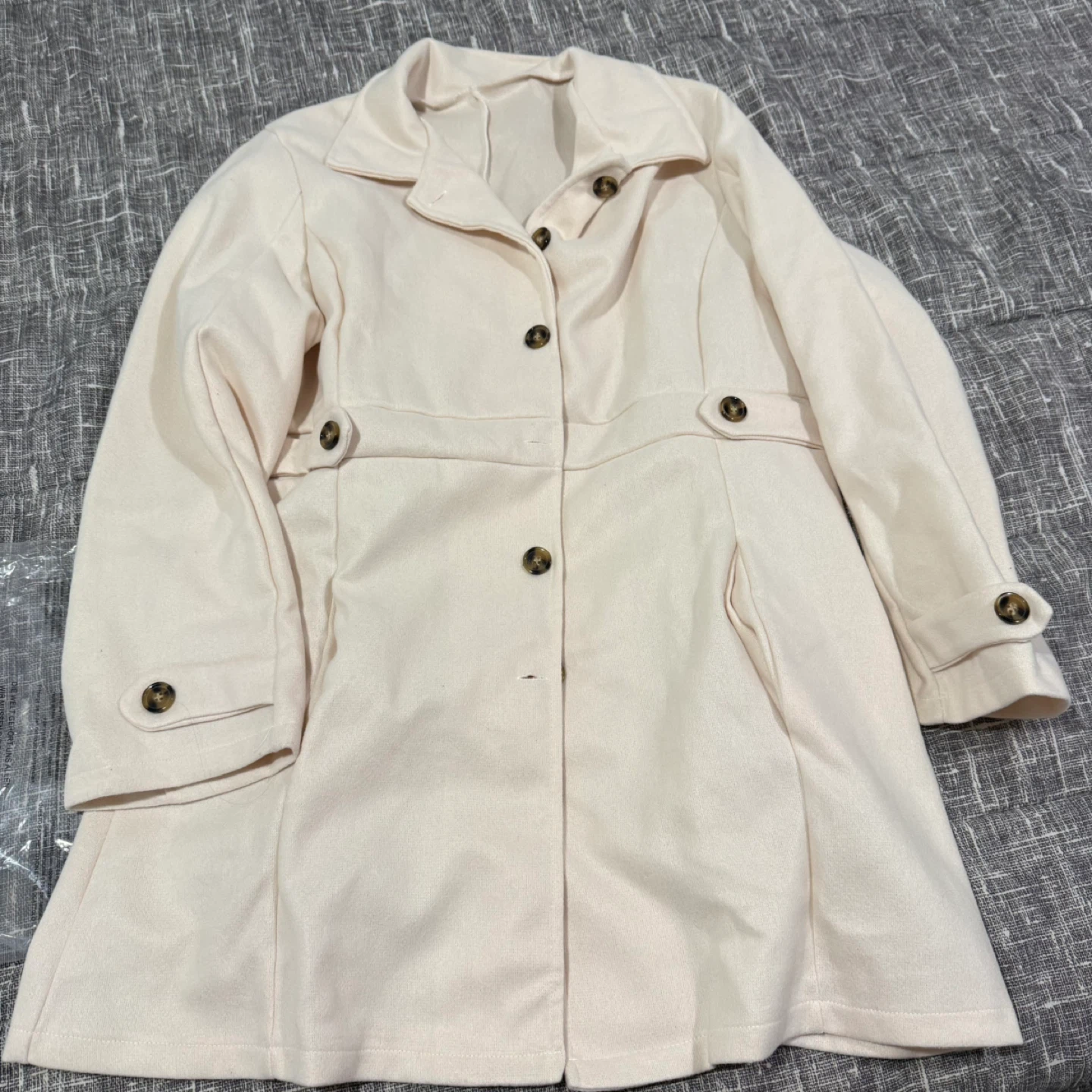 Women's Cream Button-Up Coat