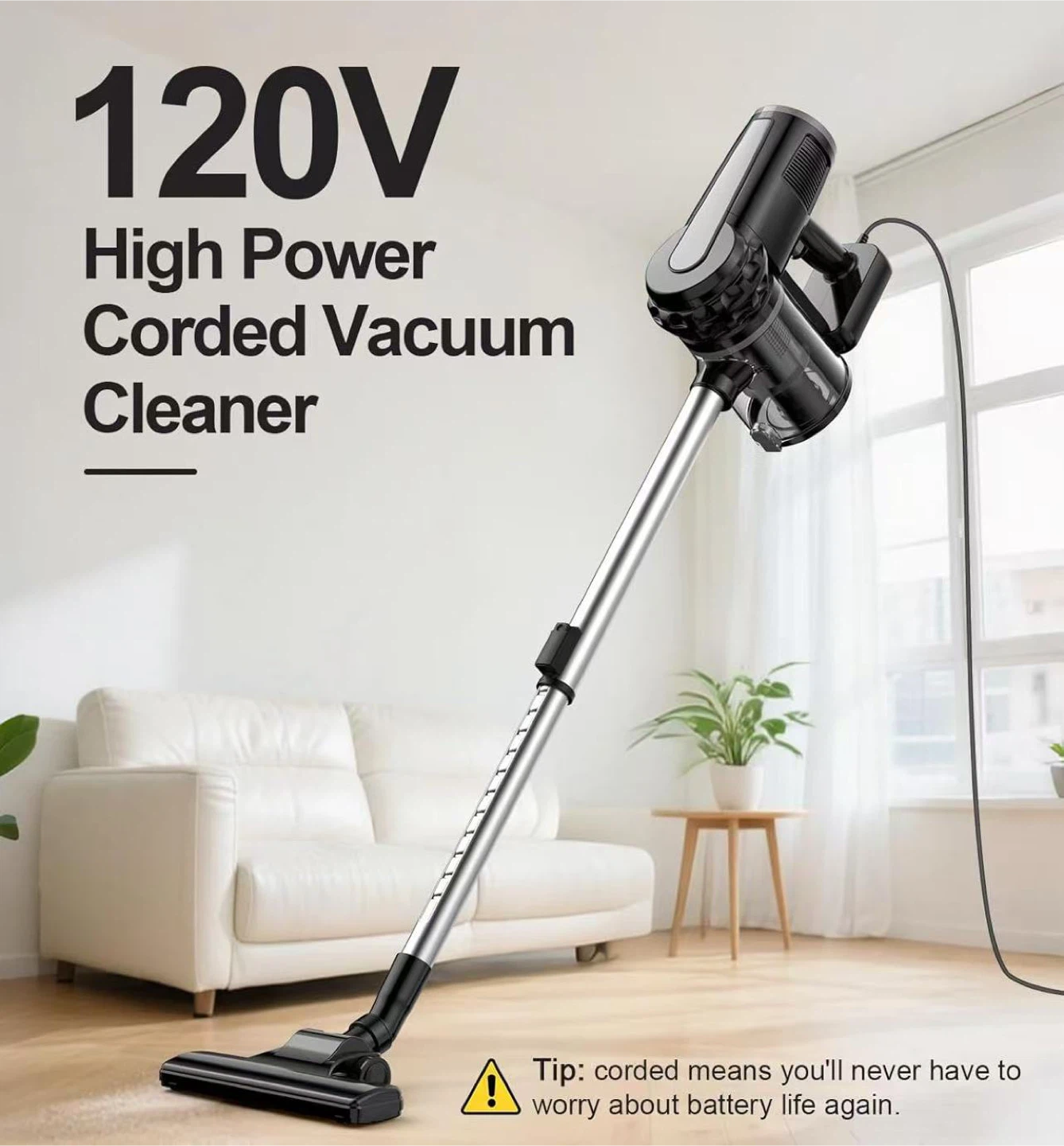 High Power Corded Vacuum Cleaner 600W 20000PA 13.12ft Cord - photo 4