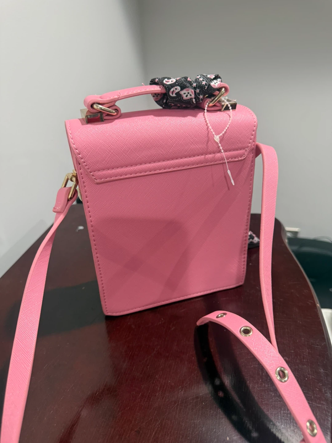 Pink Crossbody Bag with Scarf Accent - photo 2