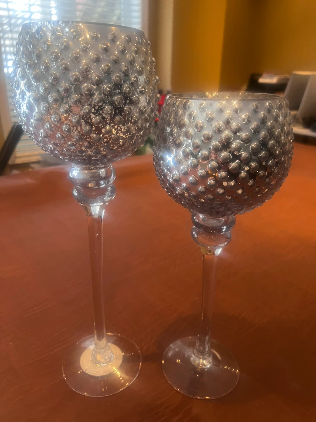 Set of 2 Decorative Glass Candle Holders