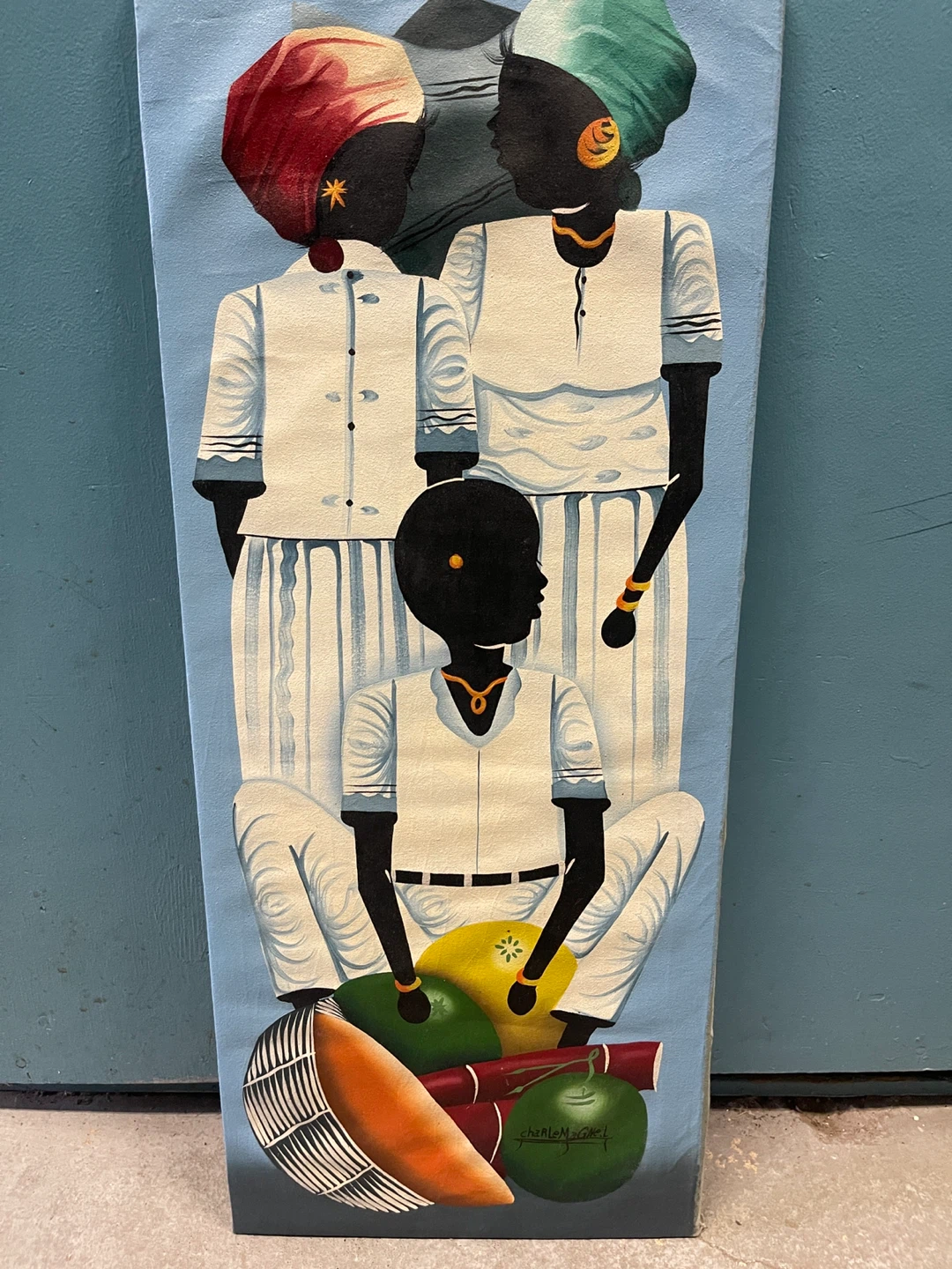 Original Painting of Family with Fruit Charlemagne L.