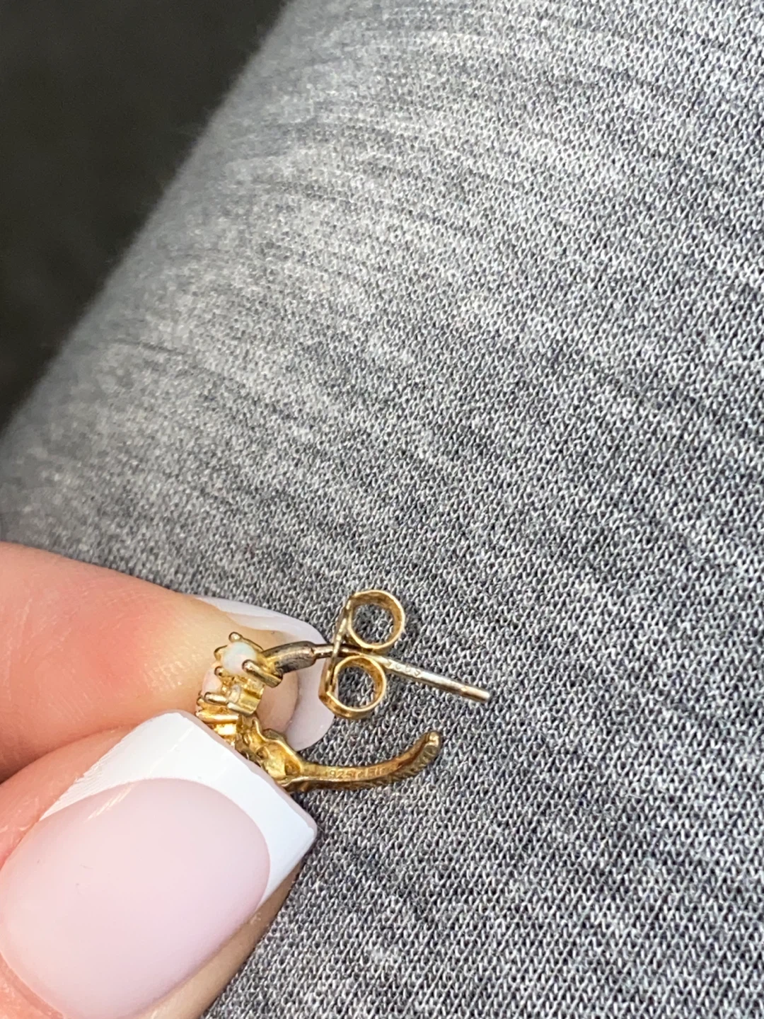 Hoop Earrings with Opals and CZ - photo 3