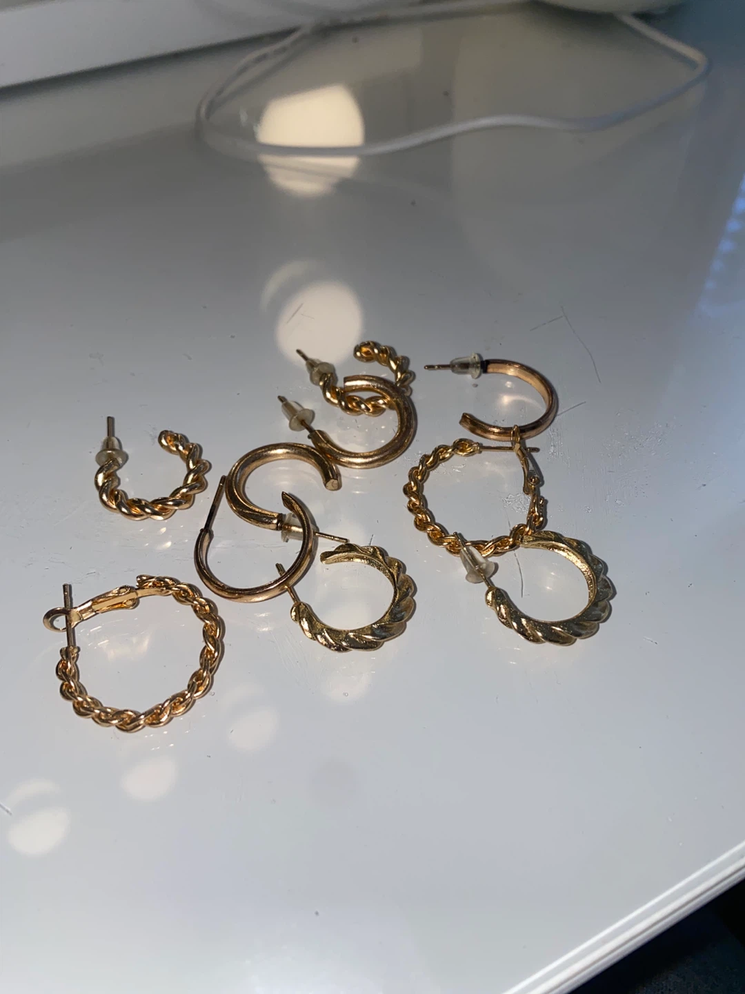 Set of 6 Gold Hoop Earrings