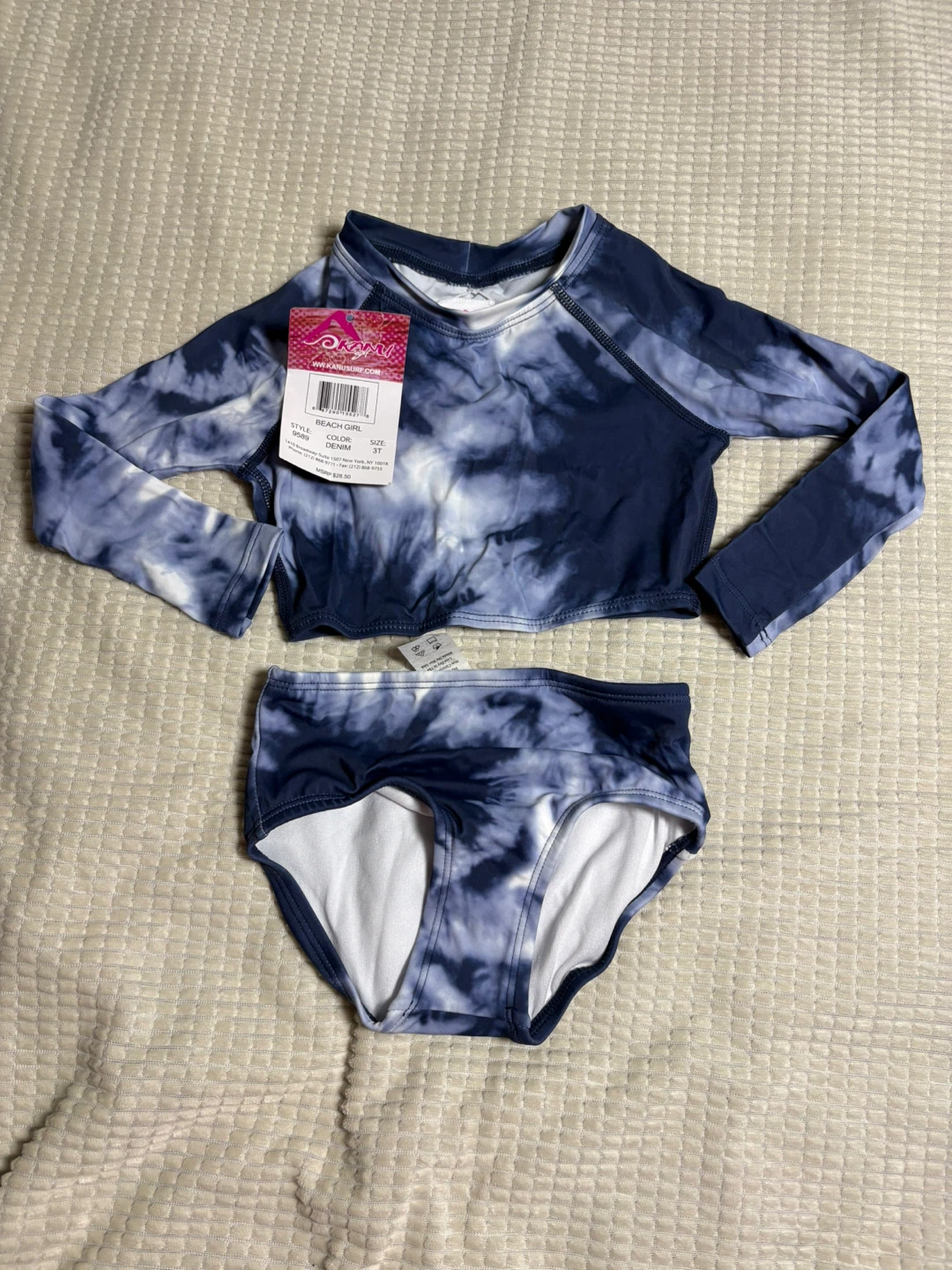 Kanu Surf Beach Girl Tie-Dye Rashguard Swimsuit Set - Size 3T