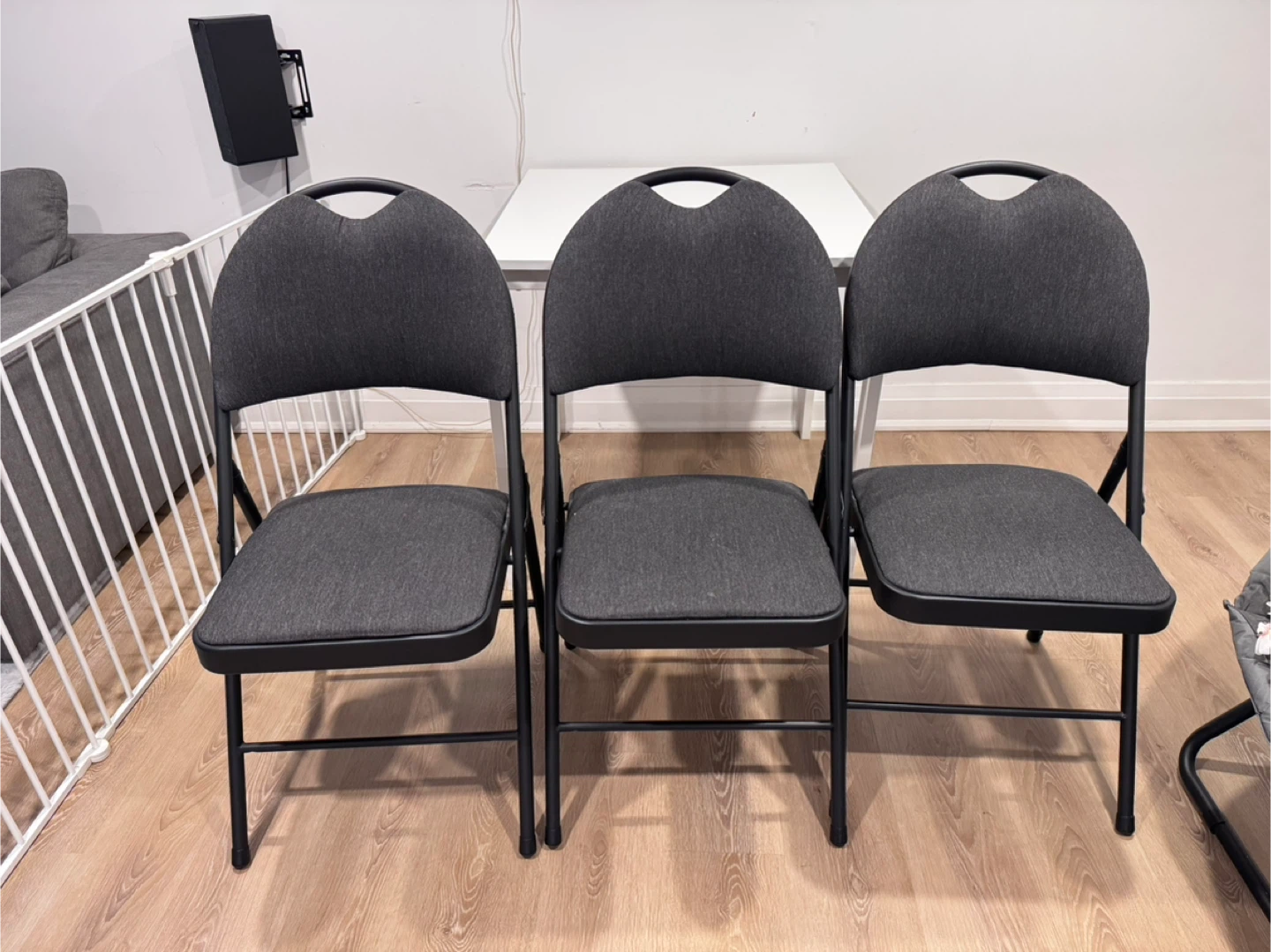 Set of 3 Dark Grey Folding Chairs