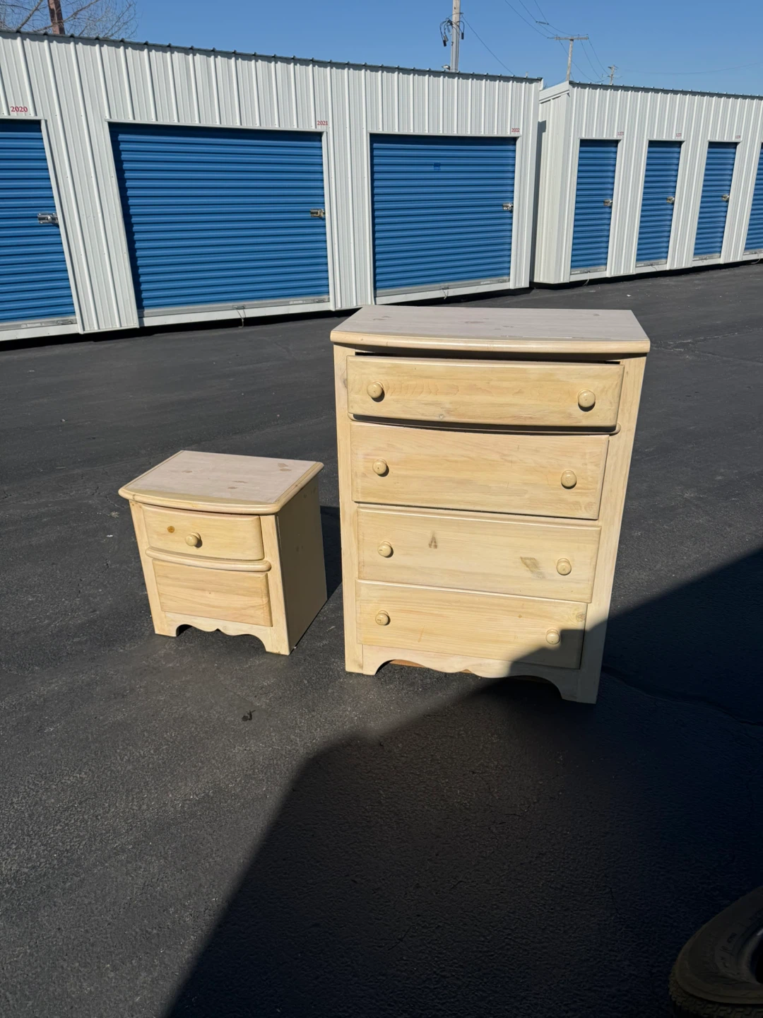 Unfinished wood dresser and nightstand set