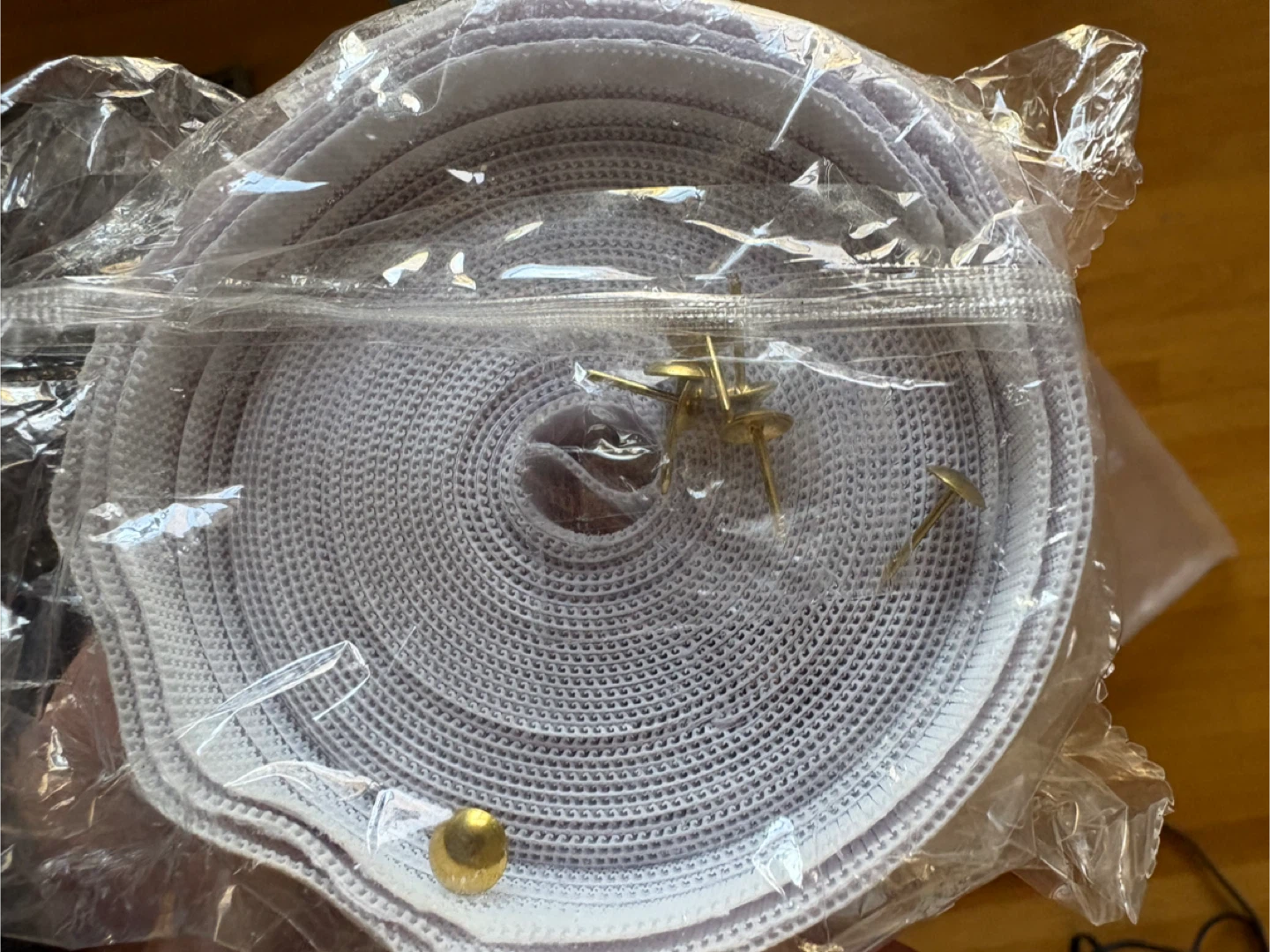 White Hook and Loop Fastener Roll with Brass Tacks - photo 2