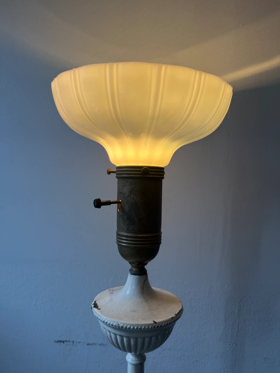 Vintage Floor Lamp with Frosted Glass Shade - photo 2