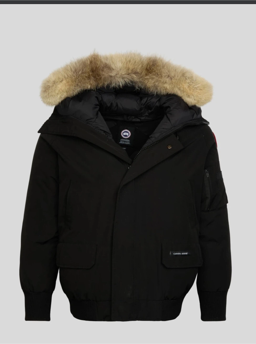 Canada Goose Black Bomber Jacket with Fur Trim