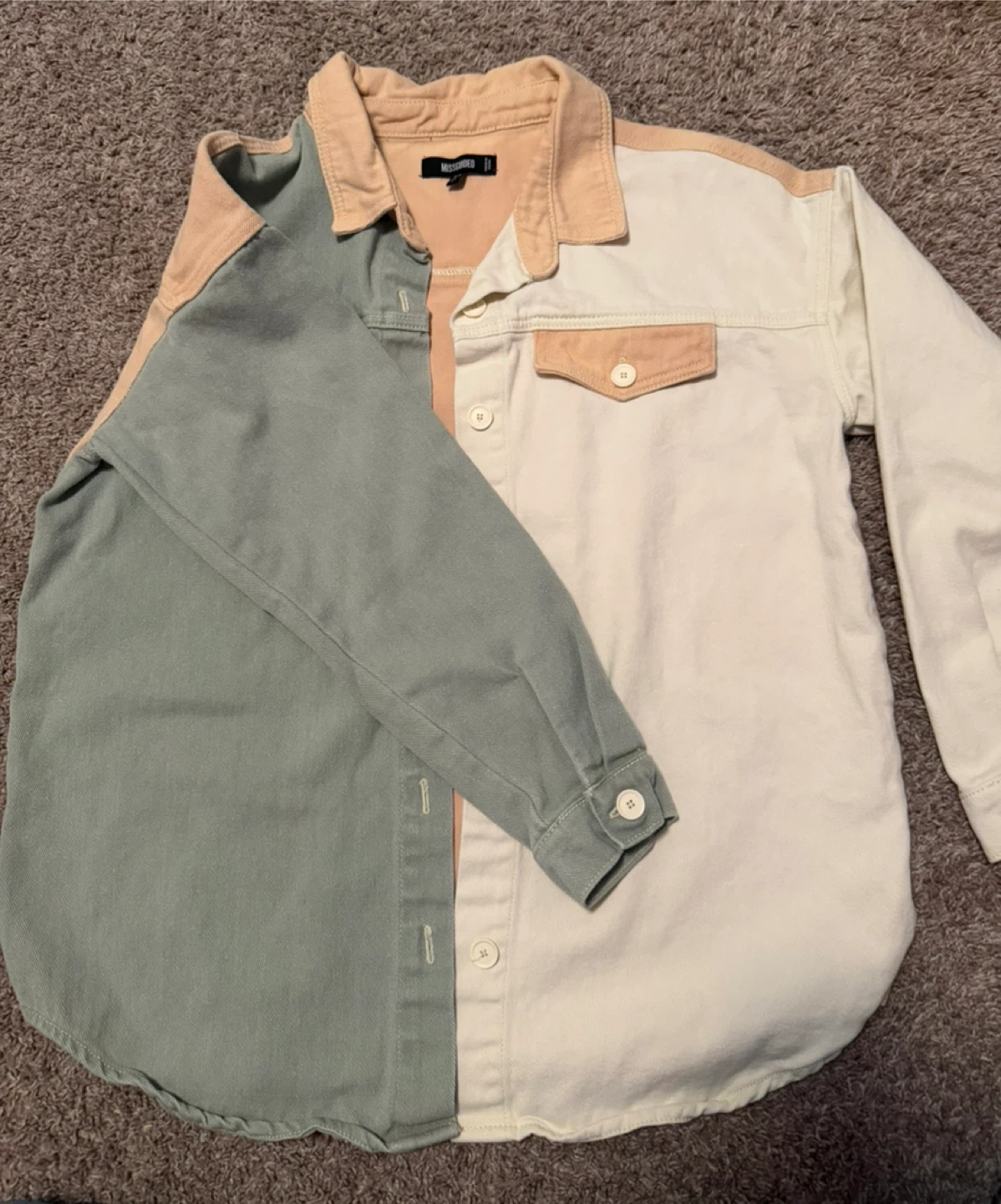 Missguided Colour Block Denim Shirt - photo 2