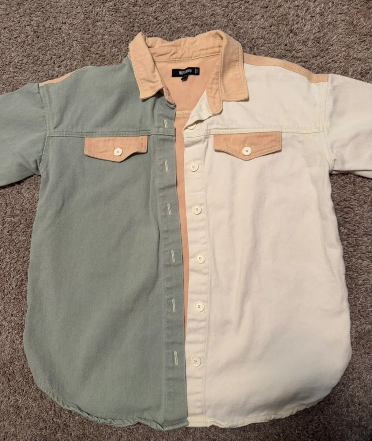 Missguided Colour Block Denim Shirt