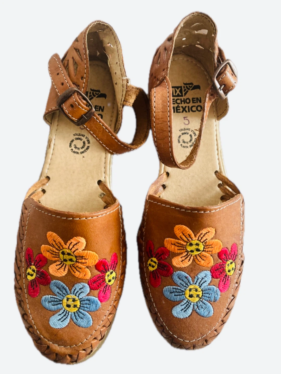 Women's Brown Leather Huarache Sandals Size 5