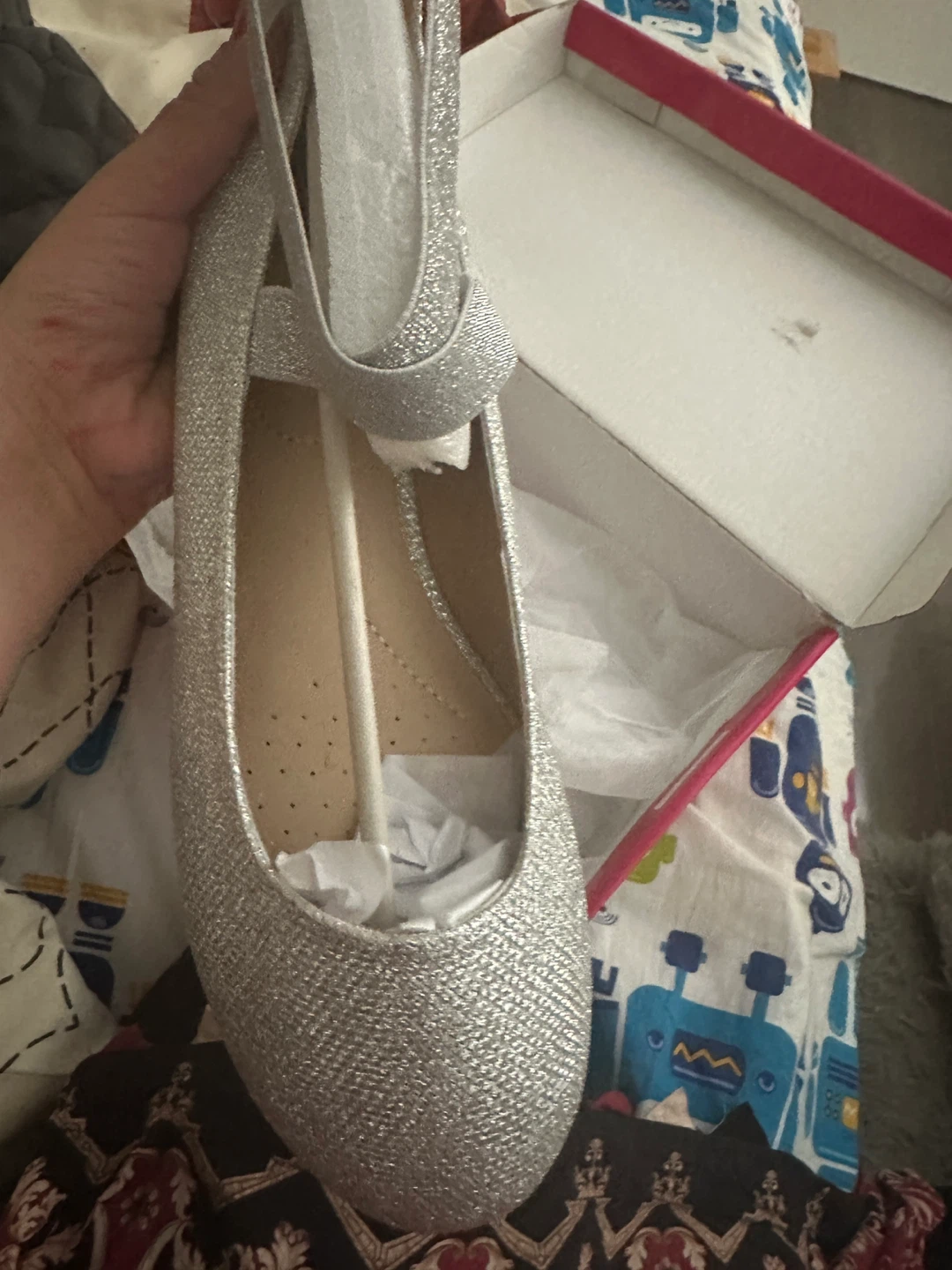 Silver Glitter Ballet Flats - US Size 11