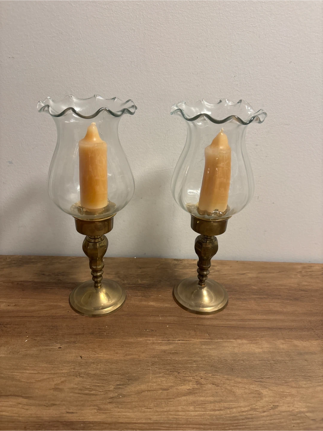 GATCO Solid Brass Hurricane Candle Holders Set of 2