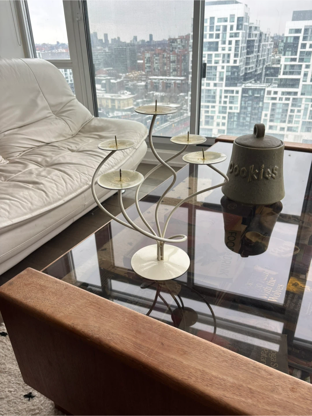 White Metal 5-Candle Holder