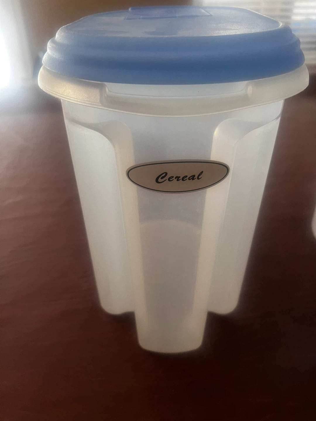 Set of 3 Plastic stackable Cereal Containers with Blue Lids
