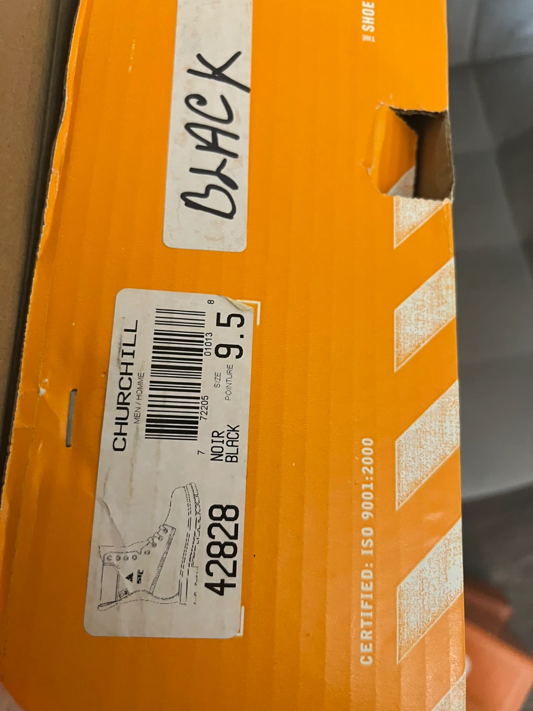 STC Churchill Black Work Boots - Size 9.5