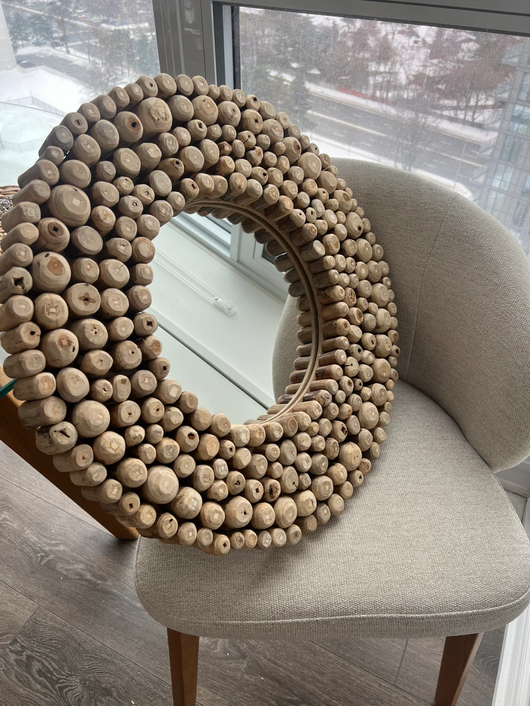 Moving sale! Round Driftwood Accent Mirror - photo 2