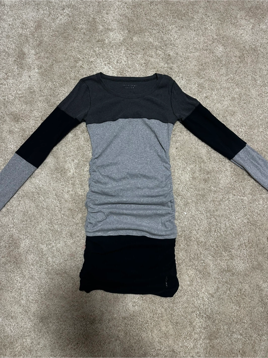 Colorblock Ruched Long Sleeve Dress/Top
