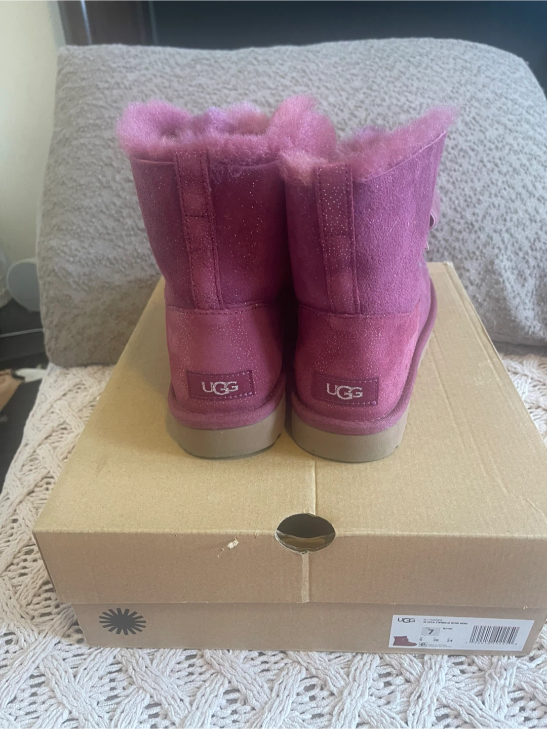 UGG  Bailey Bow II Sparkle Boots - Pink - Size 7 - photo 4