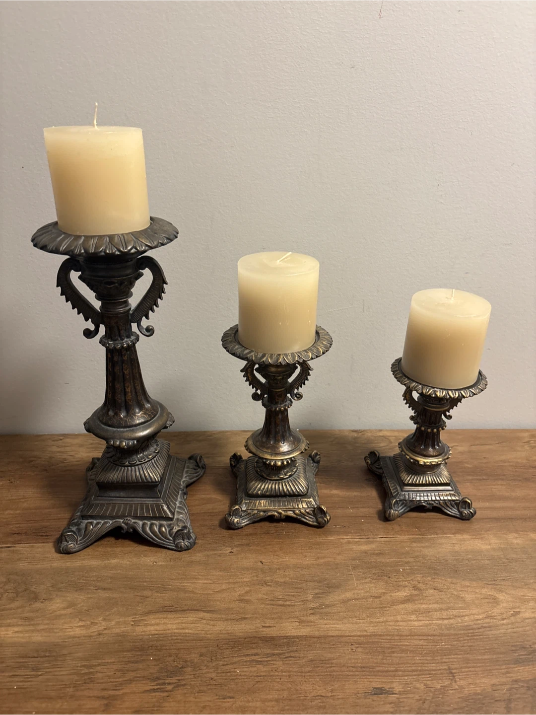 Vintage Set of 3 Ornate Pillar Candle Holders - photo 5