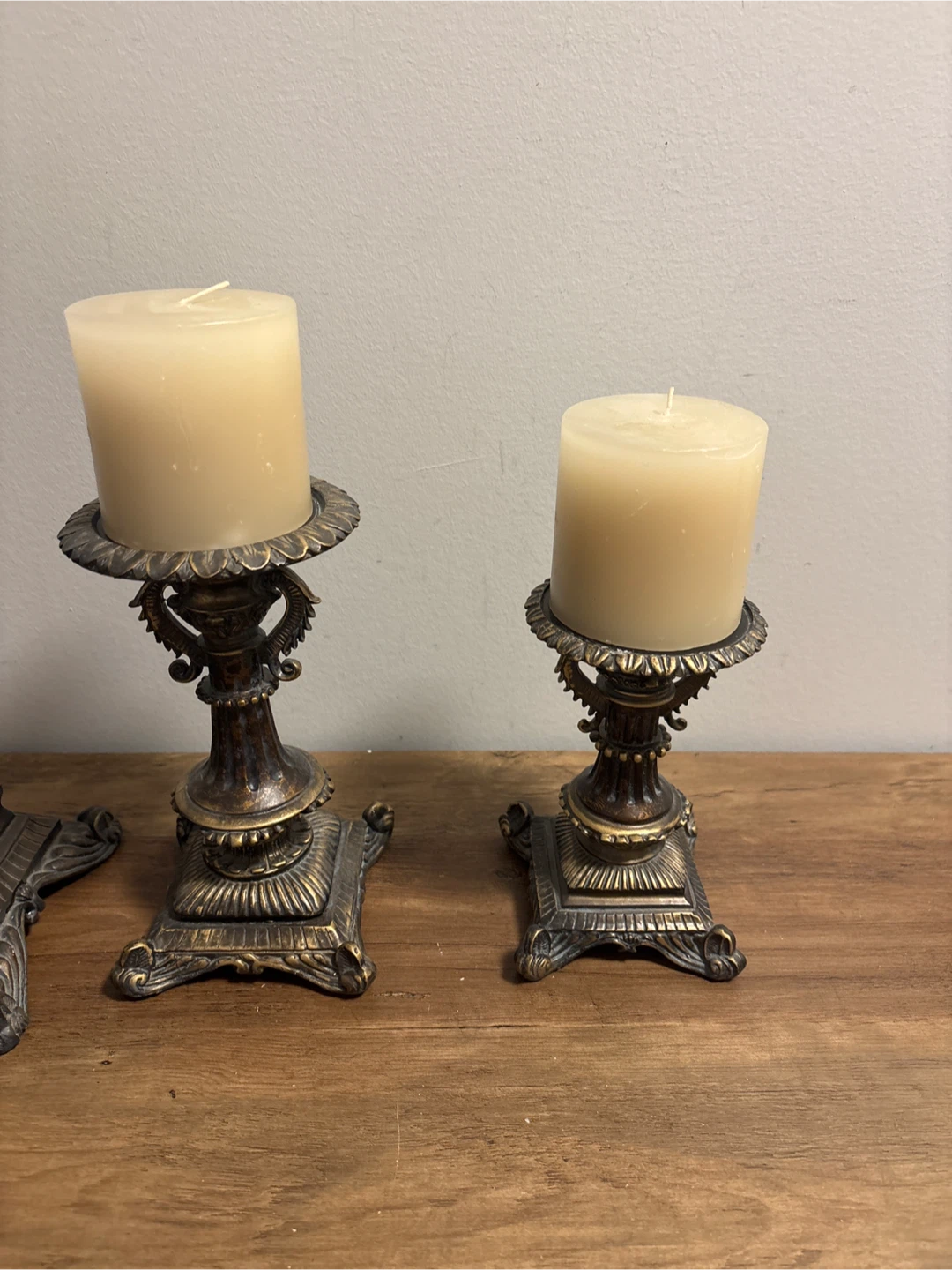 Vintage Set of 3 Ornate Pillar Candle Holders - photo 4