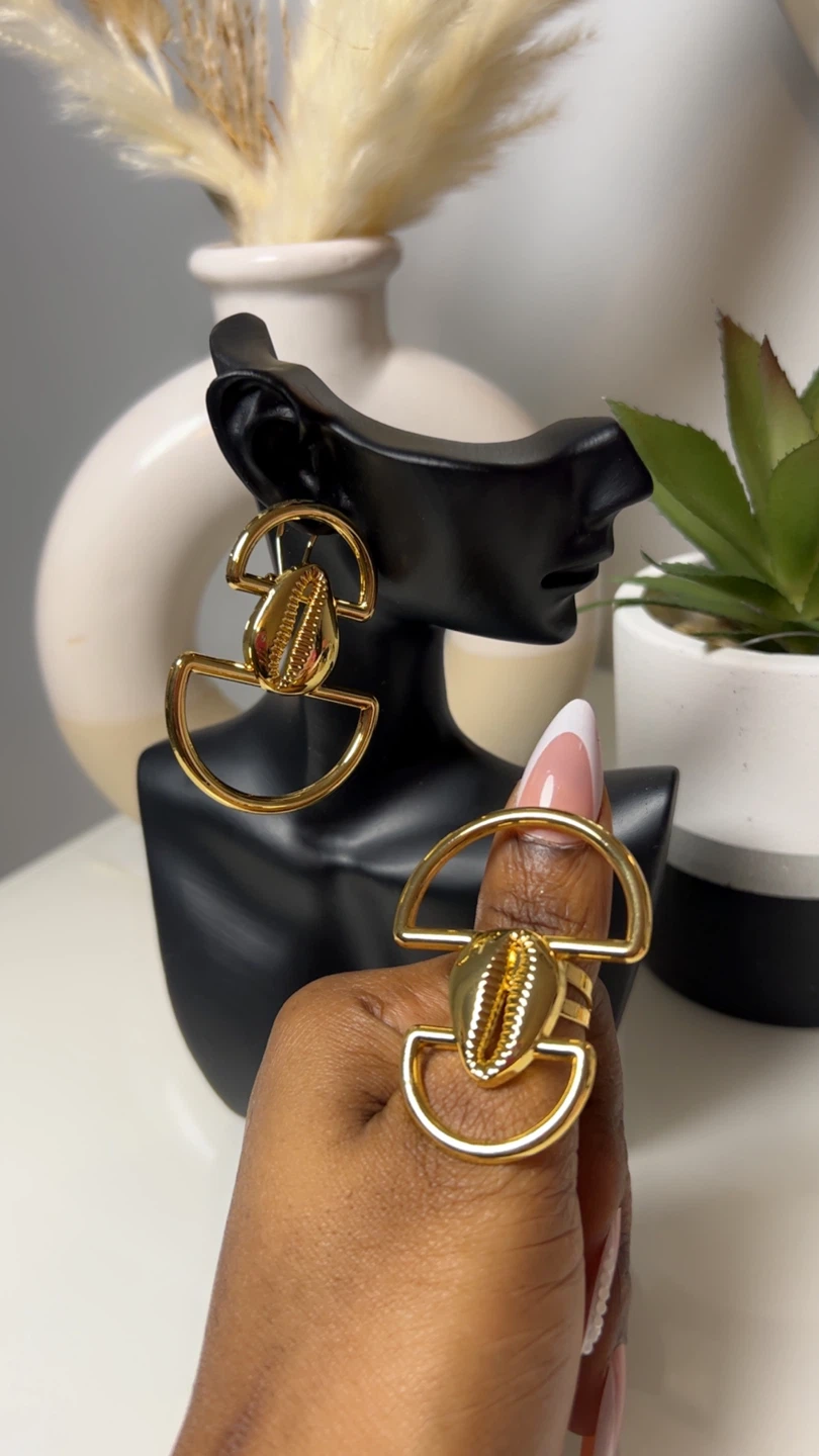 Gold Tone Stainless steel Earrings and Ring Set - photo 3