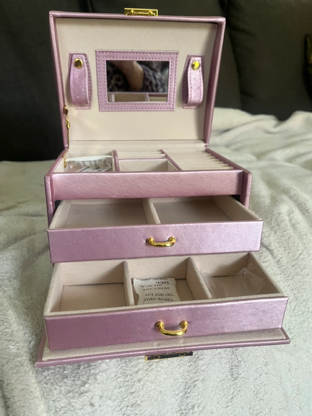 Pink Jewellery Box with Mirror