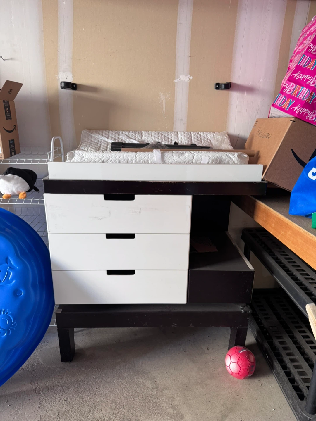 Baby Change Table Dresser Combo – 3 Drawer – Espresso/White