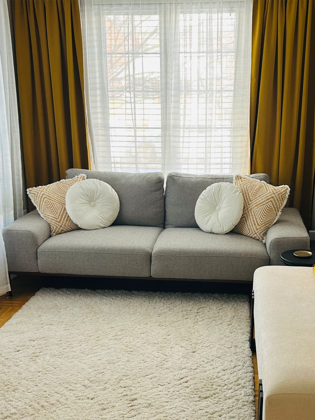 Grey Sofa with Decorative Pillows