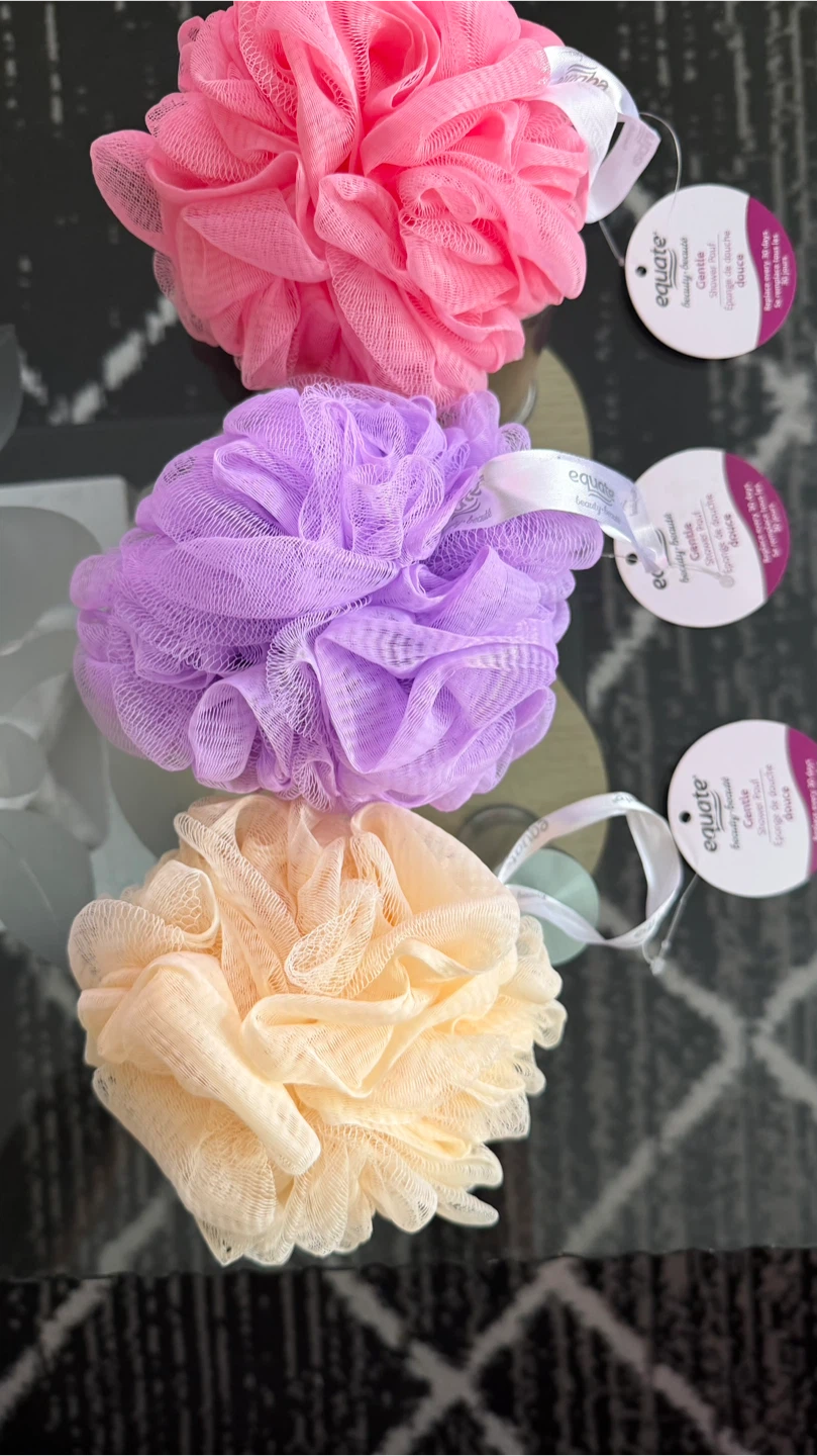 Equate Gentle Shower Pouf Set (3 Pack)