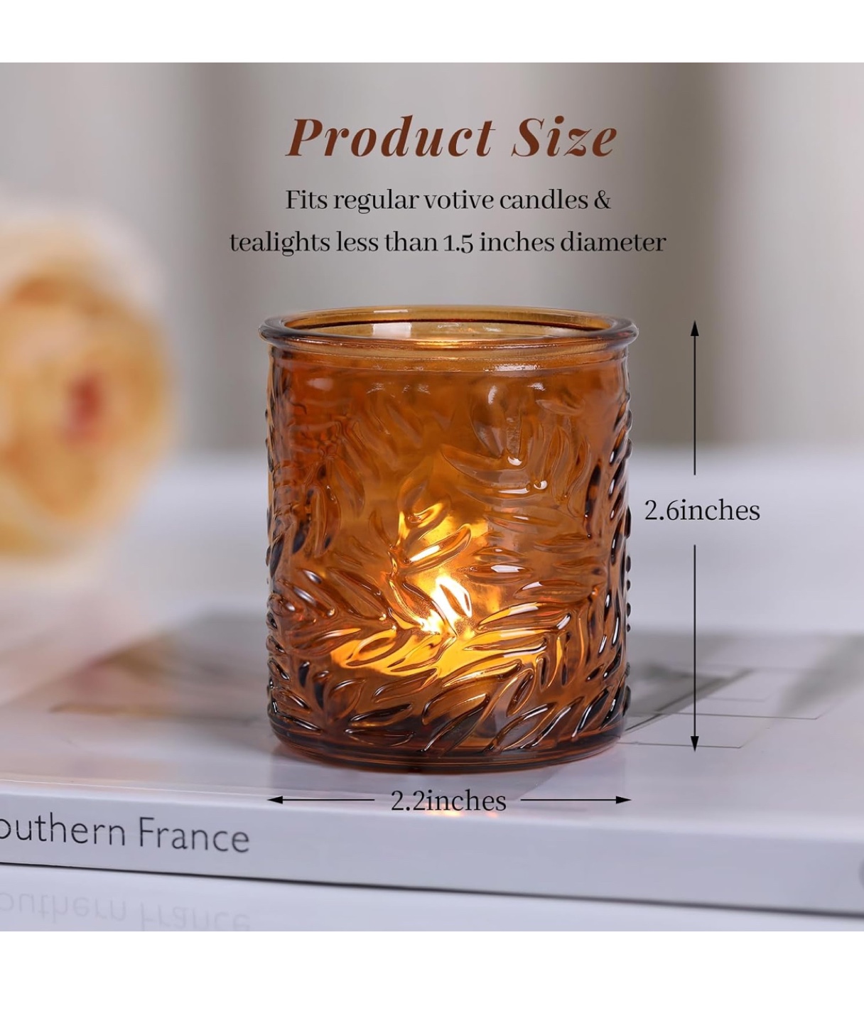 Set of 12 Amber Glass Votive Candle Holders - photo 2