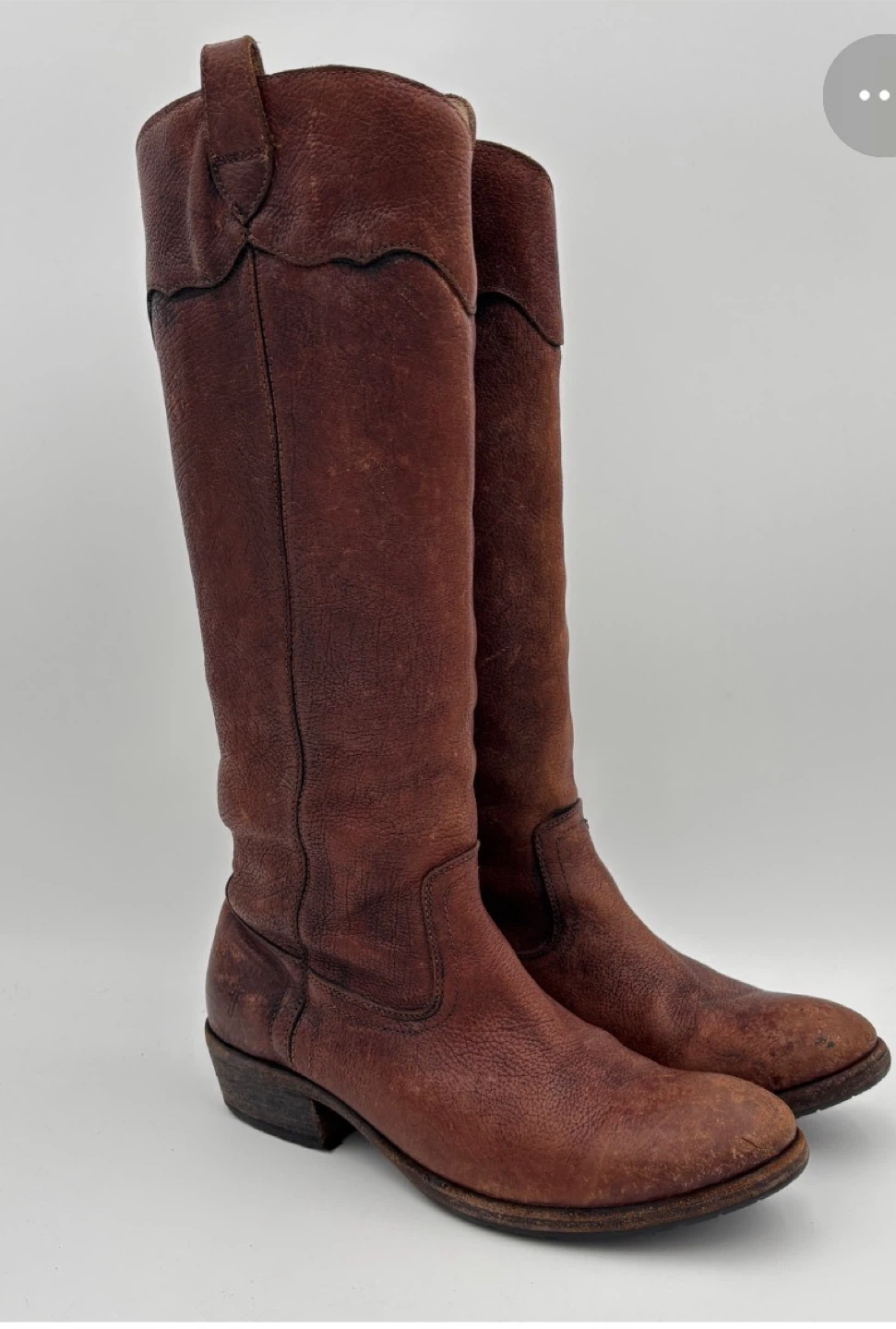 Frye Carson Lug Riding Boots - Cognac Leather Women's Size 9 🏆