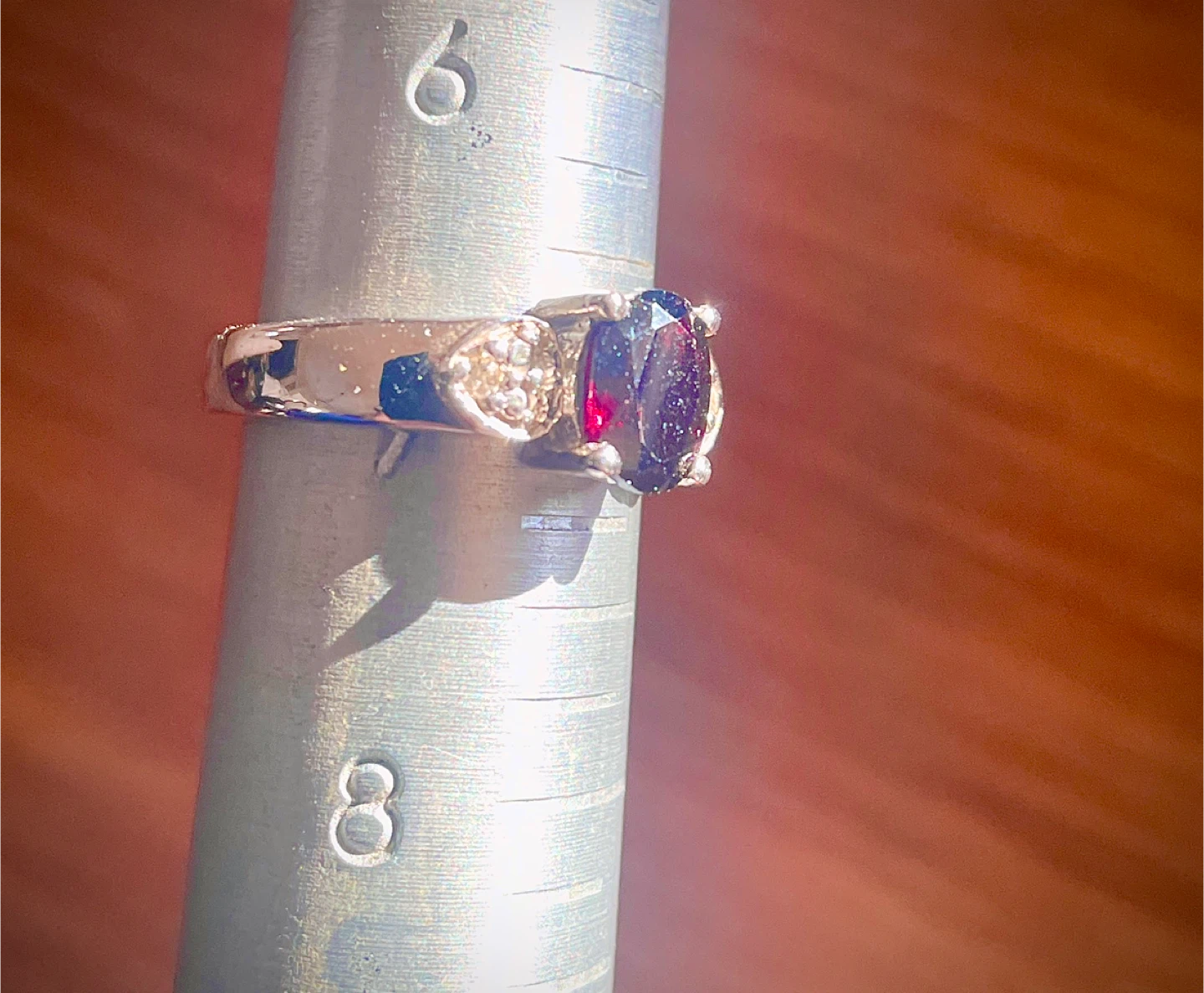 Silver Ring with Garnet and Cz stones - photo 3