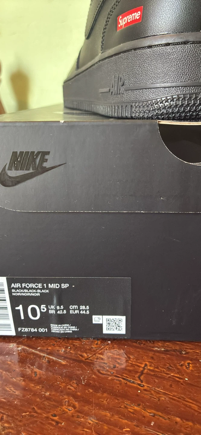 Supreme x Nike Air Force 1 Mid SP Black "Black" Size 10.5 - photo 5