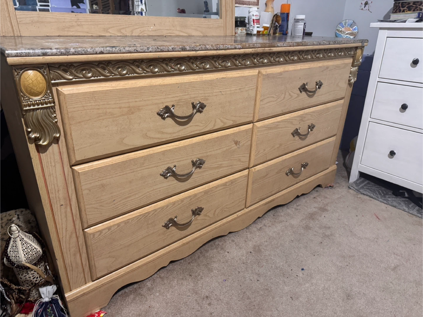 Wooden Dresser with Mirror 🏆